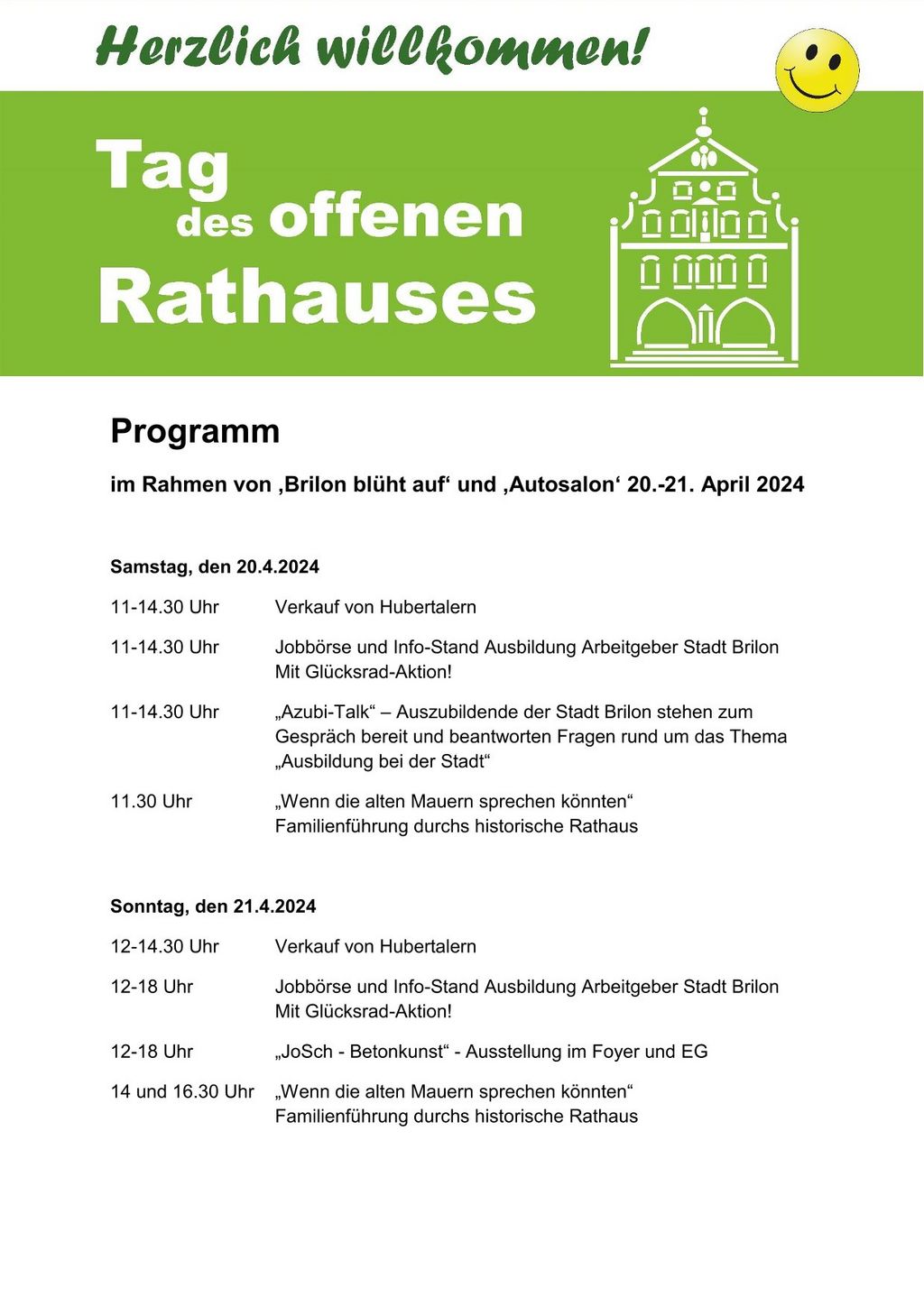  Programm im Rahmen von Autosalon und „Brilon blüht auf“ am 20. und 21. April 2024