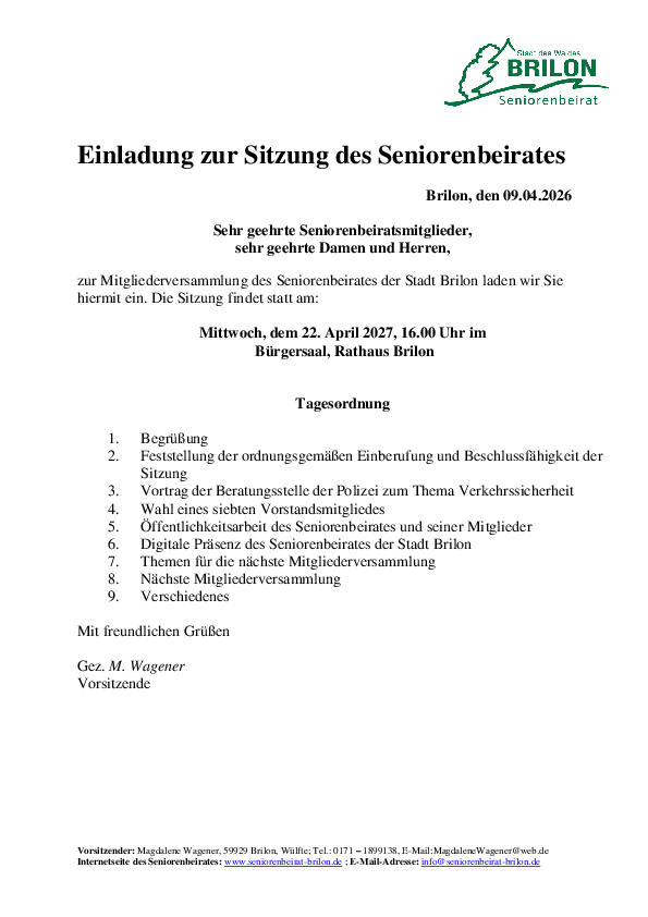 Einladung Mitgliederversammlung 