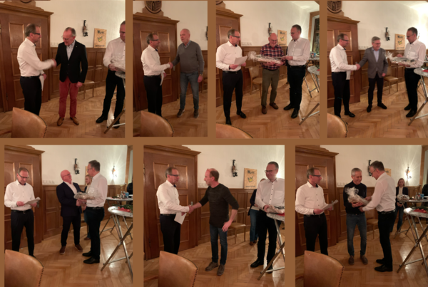 Auf dem Foto zu sehen: Ludger Böddeker, Dieter Henke, Ulrich Brüne, Wolfgang Kleineberg, Christoph Stein, Erich Canisius und Dieter Marczyk 