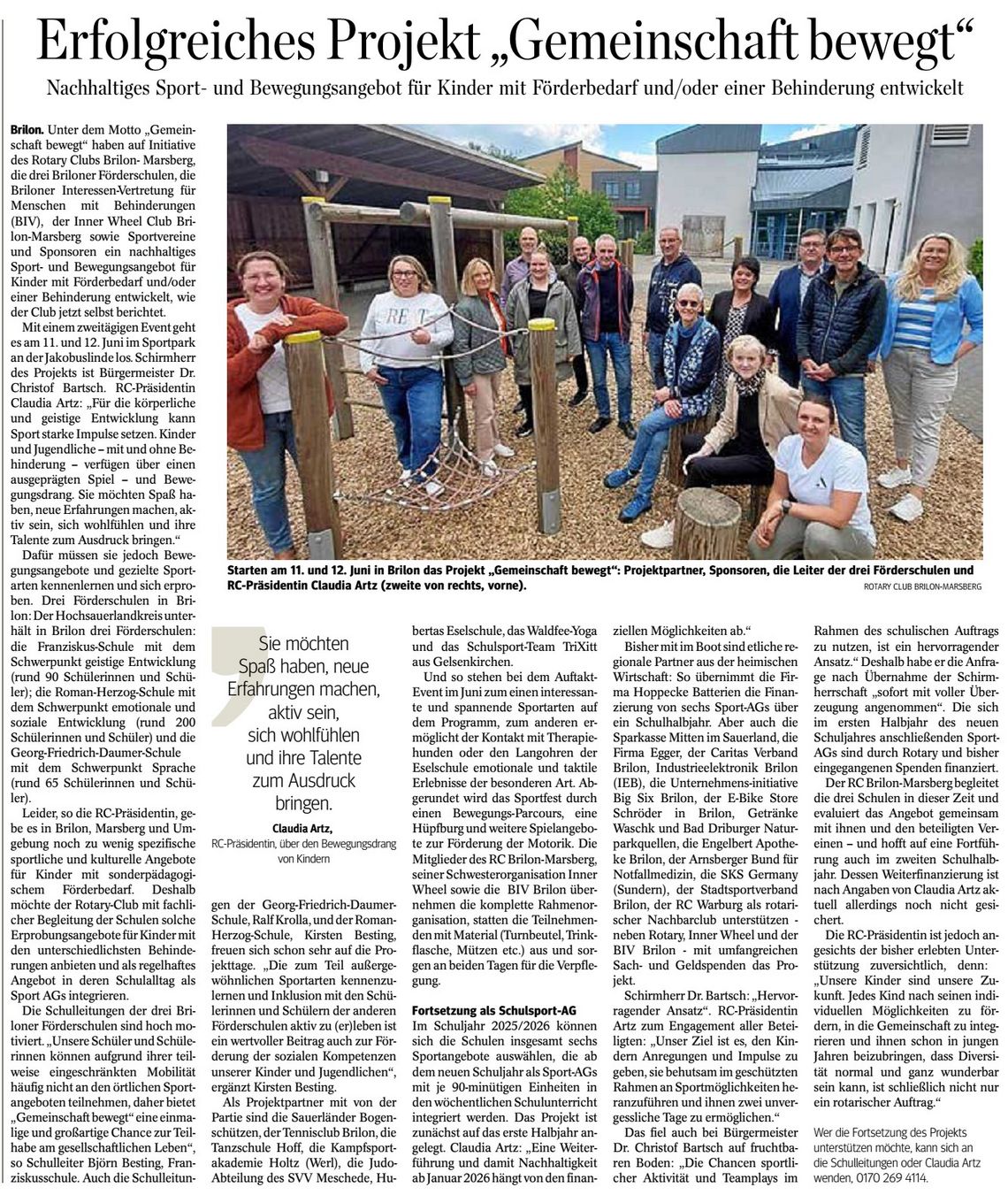 Artikel zum Projekt "Gemeinschaft bewegt" 